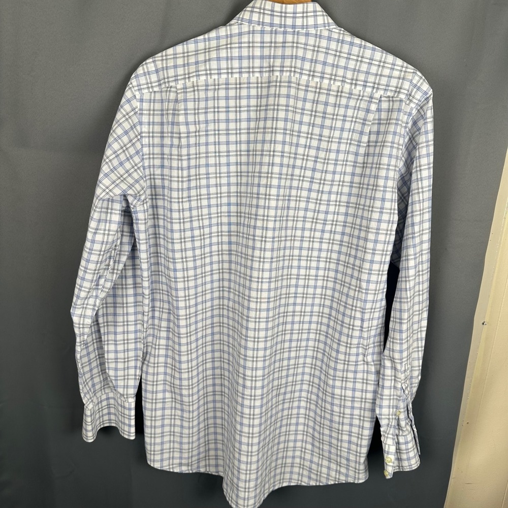 Lacoste Mens Plaid Button Down Shirt Blue Grey White Long Sleeve Size 41 Logo - Picture 5 of 7